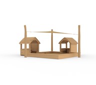 Naturiq Sandlåda med dubbla lekhus och solskydd