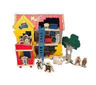 Pippi Villa Villekulla med figurset i trä