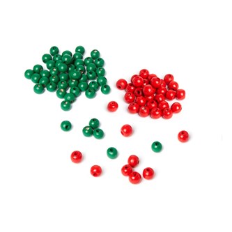 Träpärlor, julmix 10 mm