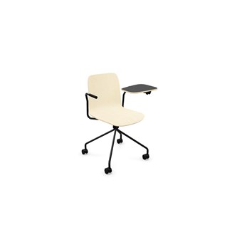 Konferensstol Vapaa låg rygg med skrivskiva 4-kryss hjul svart