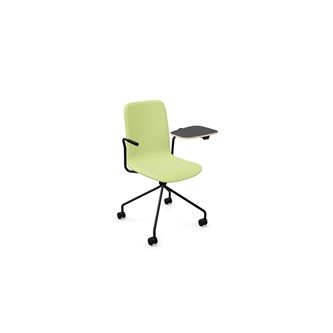 Konferensstol Vapaa helklädd hög rygg med skrivskiva 4-kryss hjul svart