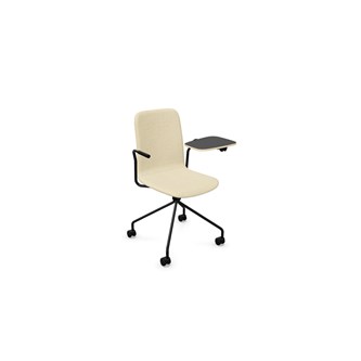 Konferensstol Vapaa helklädd hög rygg med skrivskiva 4-kryss hjul svart