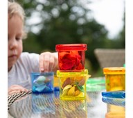 Transparenta förstoringsburkar i regnbågens färger, 6-pack