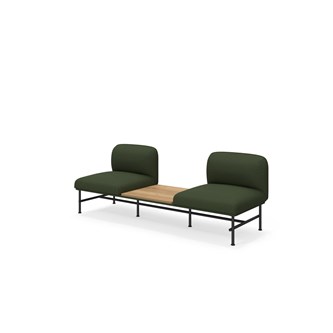 Nebula 2-sits utan armstöd, sidobord mitten