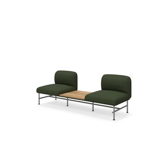 Nebula 2-sits utan armstöd, sidobord mitten