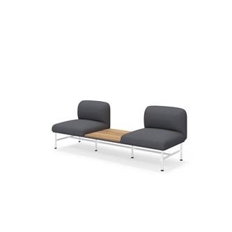 Nebula 2-sits utan armstöd, sidobord mitten