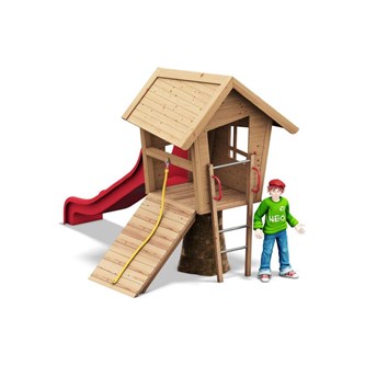 Bysen trädhus med rutschkana