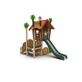 Trollskogen trädhus med rutschkana