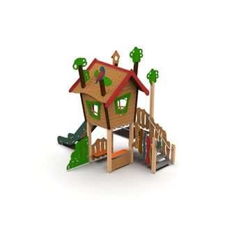Trollskogen trädhus med rutschkana