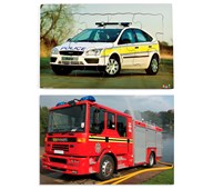 Rampussel Polis och brandbil, 2-pack