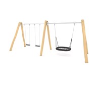 Robinia hög gungställning med 2 platta sitsar och en oval fågelbosits RB0594