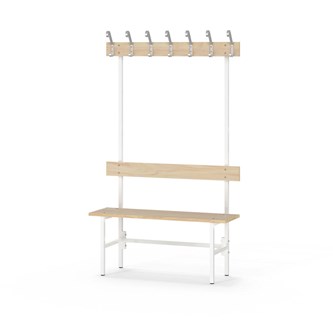 Novis Elite enkel omklädningsbänk 100 cm vitt stativ