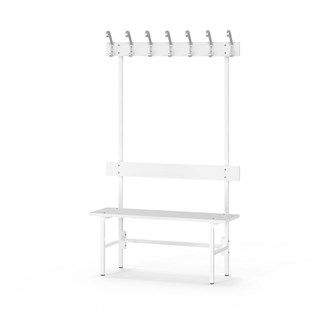 Novis Elite enkel omklädningsbänk 100 cm vitt stativ