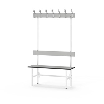 Novis Compact enkel omklädningsbänk 100 cm vitt stativ