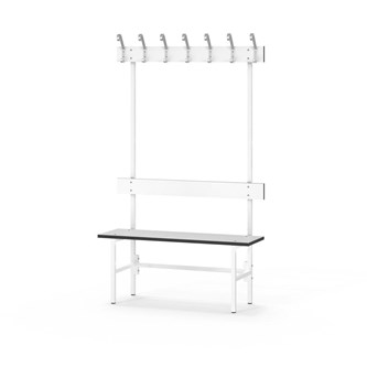 Novis Compact enkel omklädningsbänk 100 cm vitt stativ