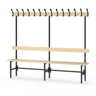 Novis Basic enkel omklädningsbänk 200 cm svart stativ