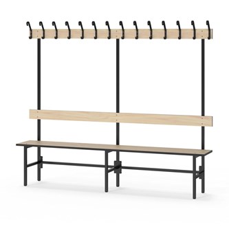 Novis Compact enkel omklädningsbänk 200 cm svart stativ