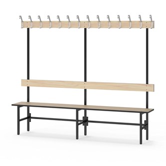 Novis Compact enkel omklädningsbänk 200 cm svart stativ