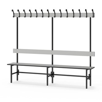 Novis Compact enkel omklädningsbänk 200 cm svart stativ