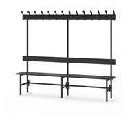 Novis Compact enkel omklädningsbänk 200 cm svart stativ