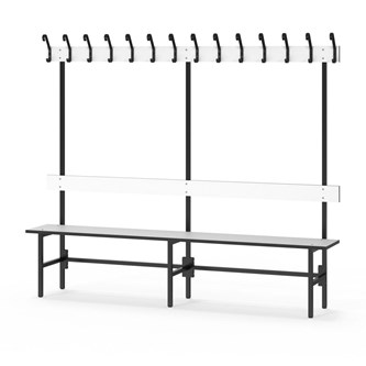 Novis Compact enkel omklädningsbänk 200 cm svart stativ