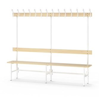 Novis Basic enkel omklädningsbänk 200 cm vitt stativ