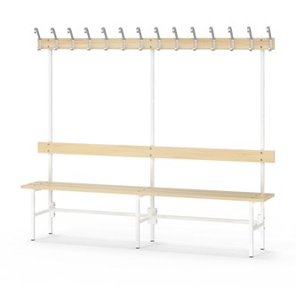 Novis Basic enkel omklädningsbänk 200 cm vitt stativ