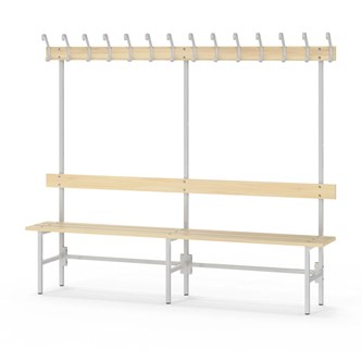 Novis Basic enkel omklädningsbänk 200 cm ljusgrå stativ
