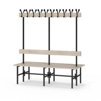 Novis Elite dubbel omklädningsbänk 150 cm svart stativ