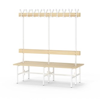 Novis Basic dubbel omklädningsbänk 150 cm vitt stativ