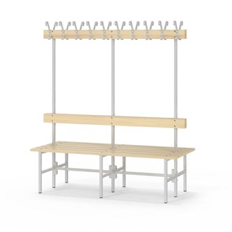 Novis Basic dubbel omklädningsbänk 150 cm ljusgrå stativ