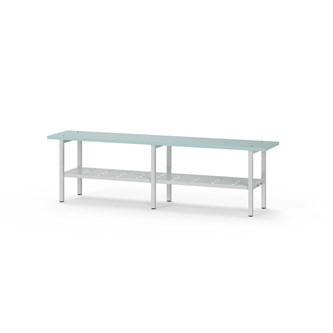 Novis Elite sittbänk med skohylla 150 cm ljusgrå stativ