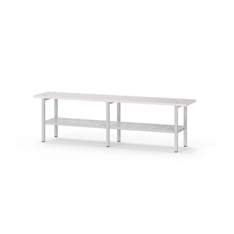 Novis Elite sittbänk med skohylla 150 cm ljusgrå stativ
