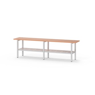 Novis Elite sittbänk med skohylla 150 cm ljusgrå stativ