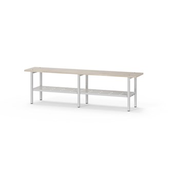 Novis Elite sittbänk med skohylla 150 cm ljusgrå stativ