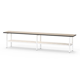 Novis Compact sittbänk med skohylla 200 cm vitt stativ