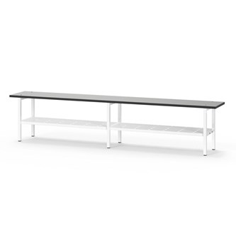 Novis Compact sittbänk med skohylla 200 cm vitt stativ