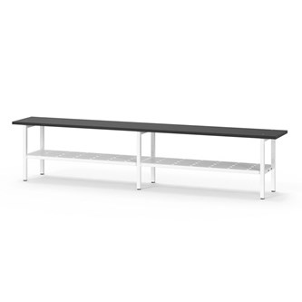 Novis Compact sittbänk med skohylla 200 cm vitt stativ