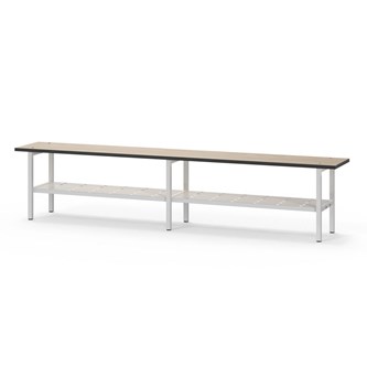 Novis Compact sittbänk med skohylla 200 cm ljusgrå stativ