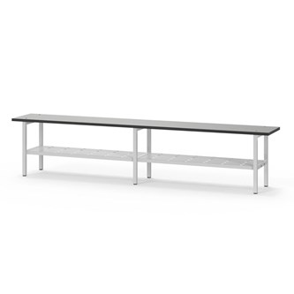 Novis Compact sittbänk med skohylla 200 cm ljusgrå stativ