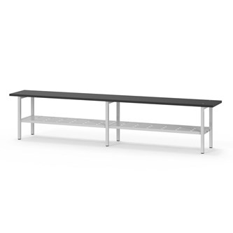 Novis Compact sittbänk med skohylla 200 cm ljusgrå stativ