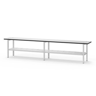 Novis Compact sittbänk med skohylla 200 cm ljusgrå stativ