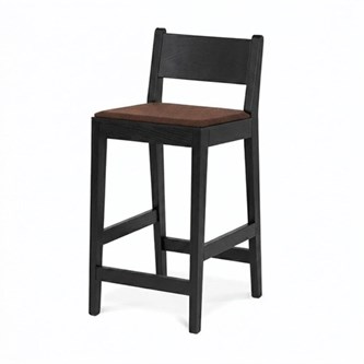 Barstol Use hög klädd sits, klarlackad björk