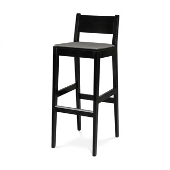Barstol Use hög klädd sits, svartbetsad björk