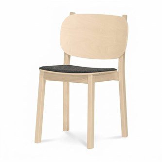 Stol Frank klädd sits, klarlackad