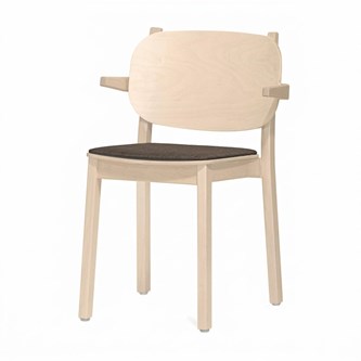 Karmstol Frank klädd sits, klarlackad