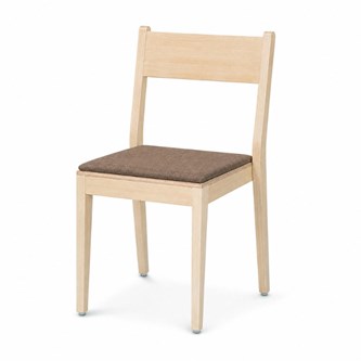 Stol Use klädd sits, klarlackad björk