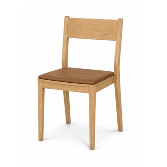 Stol Use klädd sits, klarlackad ek