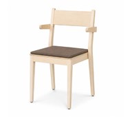 Karmstol Use klädd sits, klarlackad björk