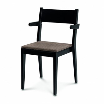 Karmstol Use klädd sits, svartbetsad björk